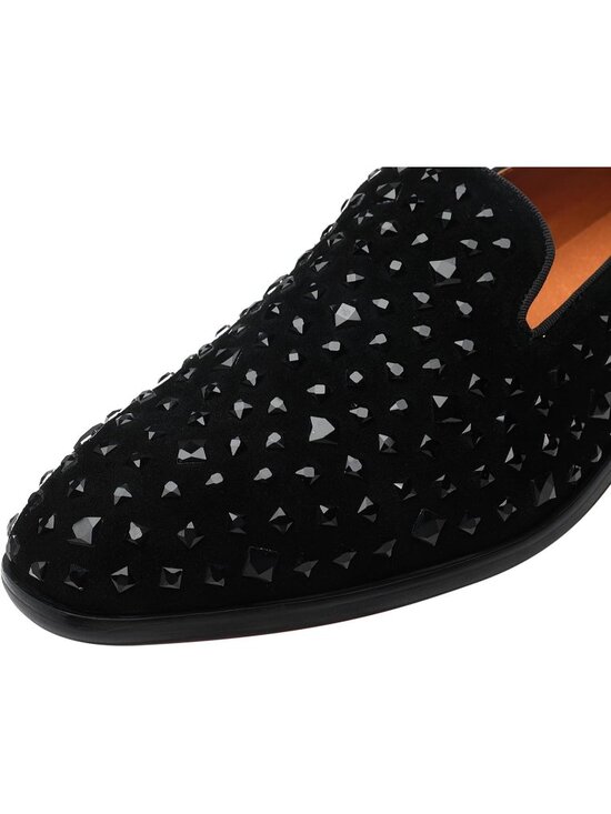 Men\'s All Black Loafers Suede Leather Imported Wedding Party Dress Shoes main image 4